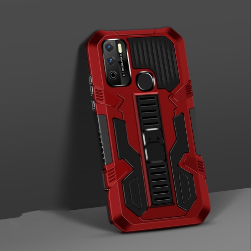 

For Infinix Hot 9 Play Vanguard Warrior All Inclusive Double-color Shockproof TPU + PC Protective Case with Holder(Red)