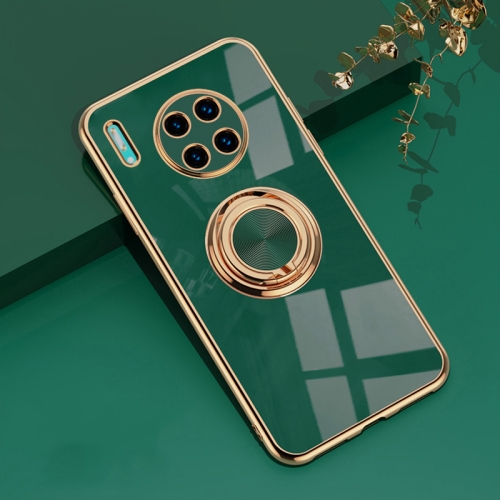 

For Huawei Mate 30 6D Electroplating Full Coverage Silicone Protective Case with Magnetic Ring Holder(Dark Green)