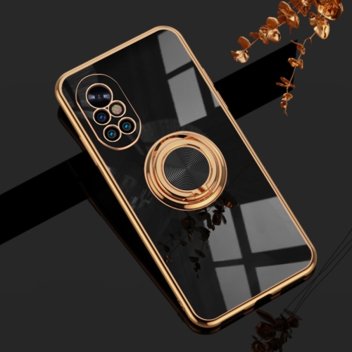 

For Huawei nova 8 6D Electroplating Full Coverage Silicone Protective Case with Magnetic Ring Holder(Black)