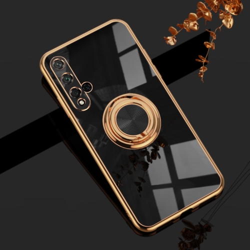 

For Huawei Honor 20 6D Electroplating Full Coverage Silicone Protective Case with Magnetic Ring Holder(Black)