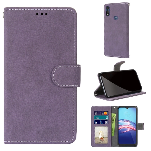 

For Motorola Moto E (2020) Retro Frosted Horizontal Flip PU Leather Case with Holder & Card Slots & Wallet & Photo Frame(Purple)