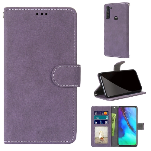 

For Motorola Moto G Stylus(2020) Retro Frosted Horizontal Flip PU Leather Case with Holder & Card Slots & Wallet & Photo Frame(Purple)