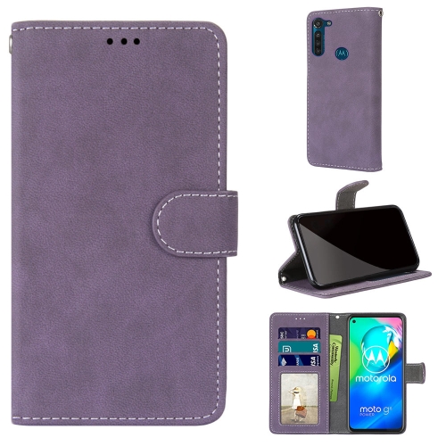 

For Motorola Moto G8 Power Retro Frosted Horizontal Flip PU Leather Case with Holder & Card Slots & Wallet & Photo Frame(Purple)