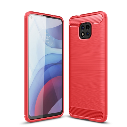 

For Motorola Moto G Power (2021) Brushed Texture Carbon Fiber TPU Case(Red)