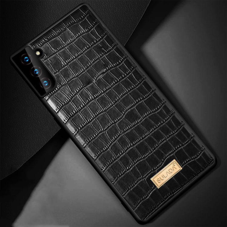 

For Samsung Galaxy S21+ 5G SULADA Shockproof TPU + Handmade Leather Case(Black)