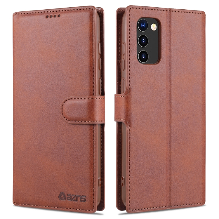 

For Samsung Galaxy A02s (EU Version) AZNS Calf Texture Horizontal Flip Leather Case with Holder & Card Slots & Wallet & Photo Frame(Brown)
