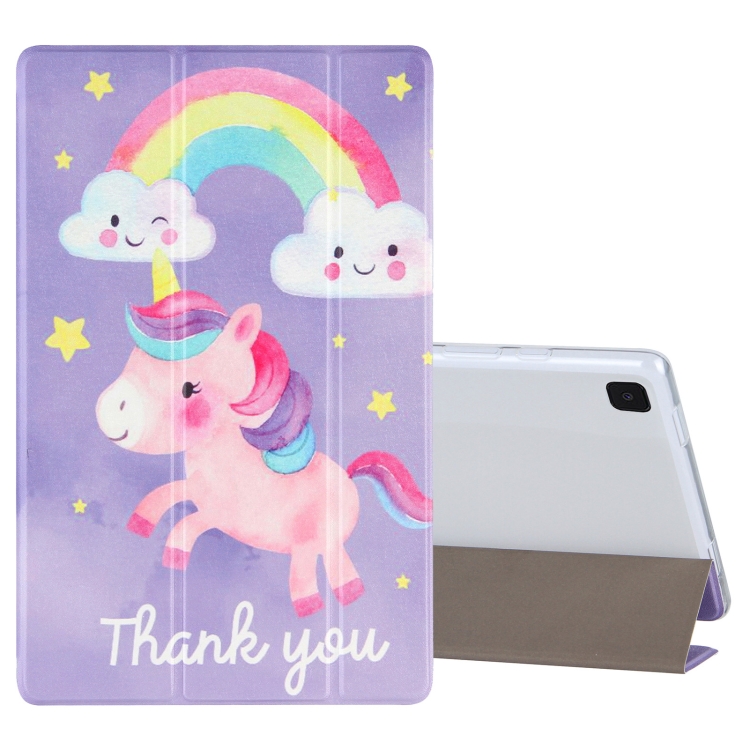 

For Samsung Galaxy Tab A7 10.4 (2020) Coloured Drawing Pattern Horizontal Flip Leather Case with Three-folding Holder(Rainbow Horse)