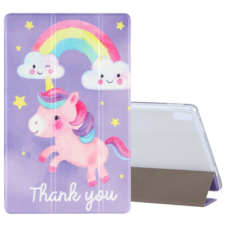 

For Lenovo Tab P11 (TB-J606F) Coloured Drawing Pattern Horizontal Flip Leather Case with Three-folding Holder(Rainbow Horse)