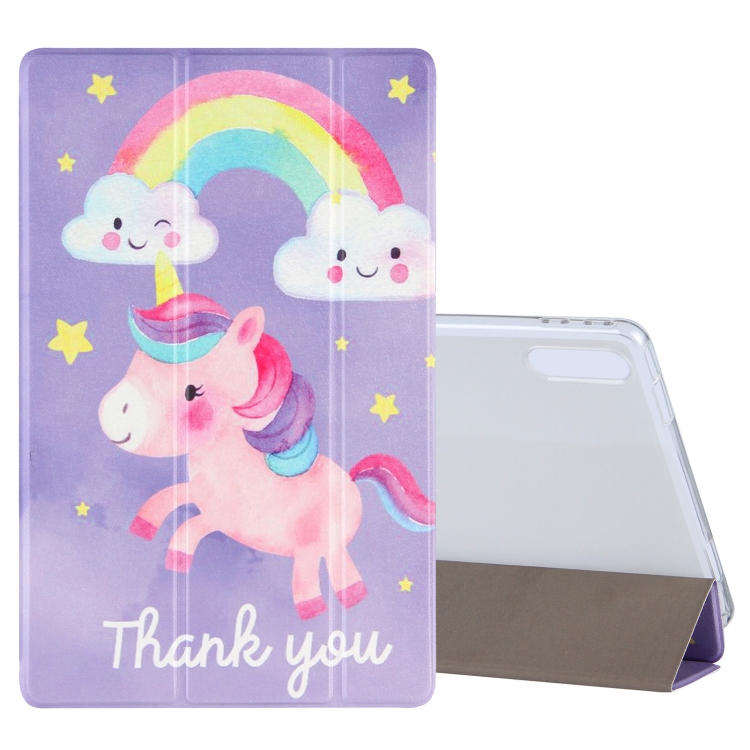 

For Lenovo Tab P11 Pro (TB-XJ706F) Coloured Drawing Pattern Horizontal Flip Leather Case with Three-folding Holder(Rainbow Horse)