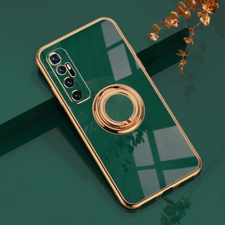 

For Xiaomi Mi 10 Ultra 6D Electroplating Full Coverage Silicone Protective Case with Magnetic Ring Holder(Dark Green)