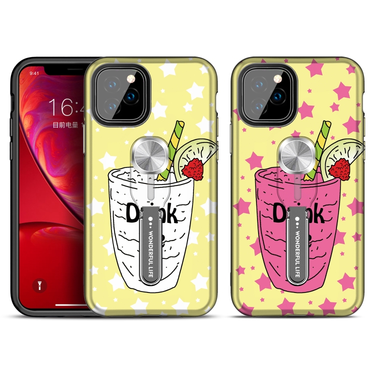 

For iPhone 11 Pro Max Redden Series UV light Color Changing Protective Case with Ring Bracket(Drink)