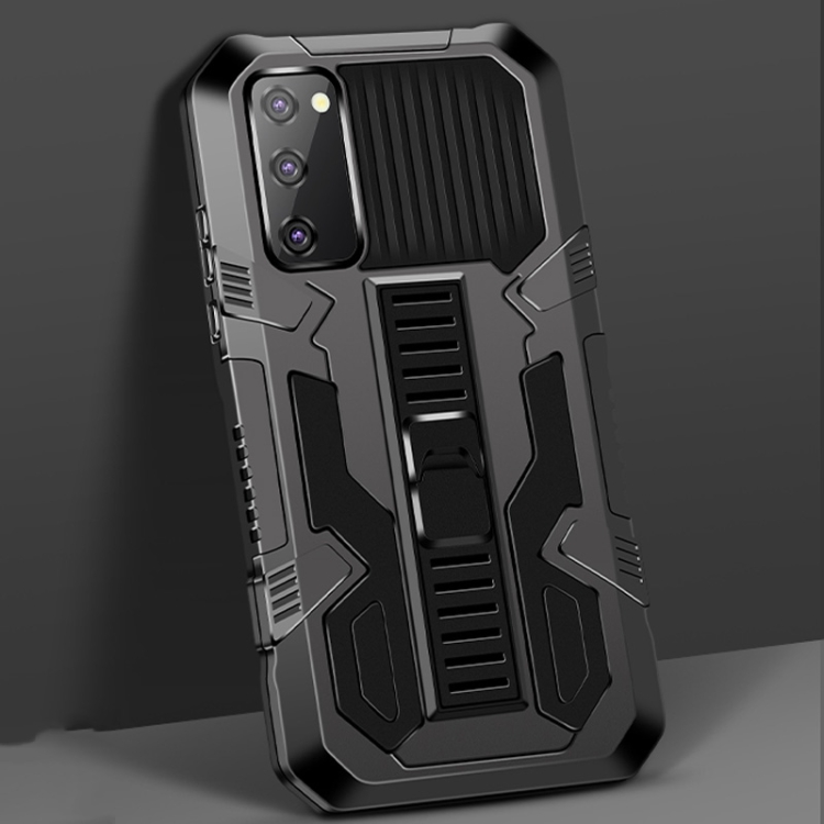 

For Samsung Galaxy A51 Vanguard Warrior All Inclusive Double-color Shockproof TPU + PC Protective Case with Holder(Black)