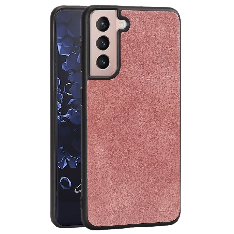 

For Samsung Galaxy S21 5G Crazy Horse Textured Calfskin PU + PC + TPU Case(Rose Gold)