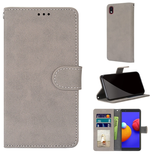 

For Samsung Galaxy A01 Core Retro Frosted Horizontal Flip PU Leather Case with Holder & Card Slots & Wallet & Photo Frame(Grey)