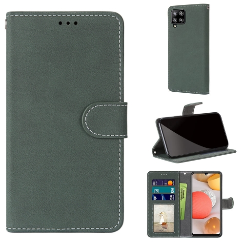 

For Samsung Galaxy A42 5G Retro Frosted Horizontal Flip PU Leather Case with Holder & Card Slots & Wallet & Photo Frame(Green)