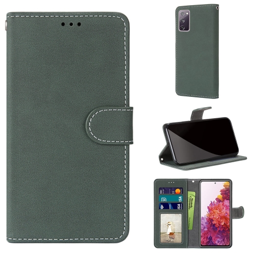 

For Samsung Galaxy S20 FE / S20 FE Lite Retro Frosted Horizontal Flip PU Leather Case with Holder & Card Slots & Wallet & Photo Frame(Green)