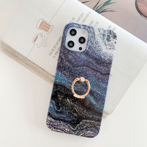 

Marble Pattern Protective Case with Ring Holder For iPhone 12 Pro(GM08)