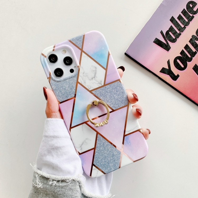 

Colorful Marble Pattern Protective Case with Ring Holder For iPhone 11 Pro(TM07)