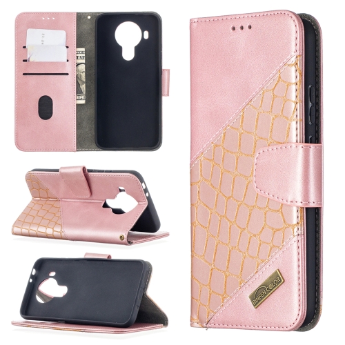 

For Nokia 5.4 Matching Color Crocodile Texture Horizontal Flip PU Leather Case with Wallet & Holder & Card Slots(Rose Gold)