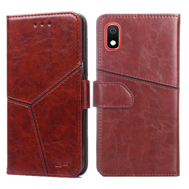 

For Samsung Galaxy A10e Geometric Stitching Horizontal Flip TPU + PU Leather Case with Holder & Card Slots & Wallet(Dark Brown)