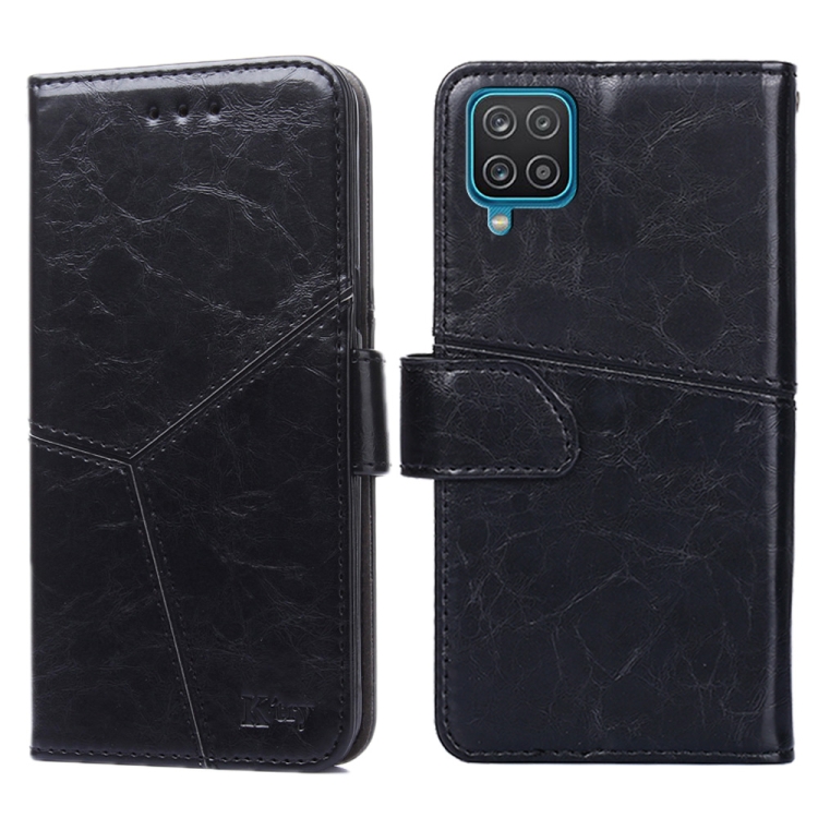 

For Samsung Galaxy A12 Geometric Stitching Horizontal Flip TPU + PU Leather Case with Holder & Card Slots & Wallet(Black)