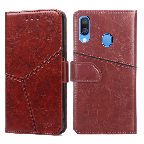 

For Samsung Galaxy A40 Geometric Stitching Horizontal Flip TPU + PU Leather Case with Holder & Card Slots & Wallet(Dark Brown)