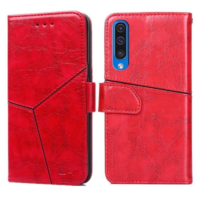 

For Samsung Galaxy A50 Geometric Stitching Horizontal Flip TPU + PU Leather Case with Holder & Card Slots & Wallet(Red)