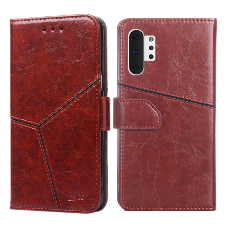 

For Samsung Galaxy Note10+ Geometric Stitching Horizontal Flip TPU + PU Leather Case with Holder & Card Slots & Wallet(Dark Brown)