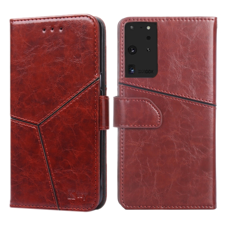 

For Samsung Galaxy S21 Ultra 5G Geometric Stitching Horizontal Flip TPU + PU Leather Case with Holder & Card Slots & Wallet(Dark Brown)