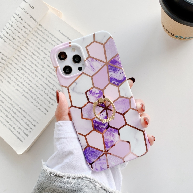 

Colorful Marble Pattern Protective Case with Ring Holder For iPhone 12 Pro Max(TM09)