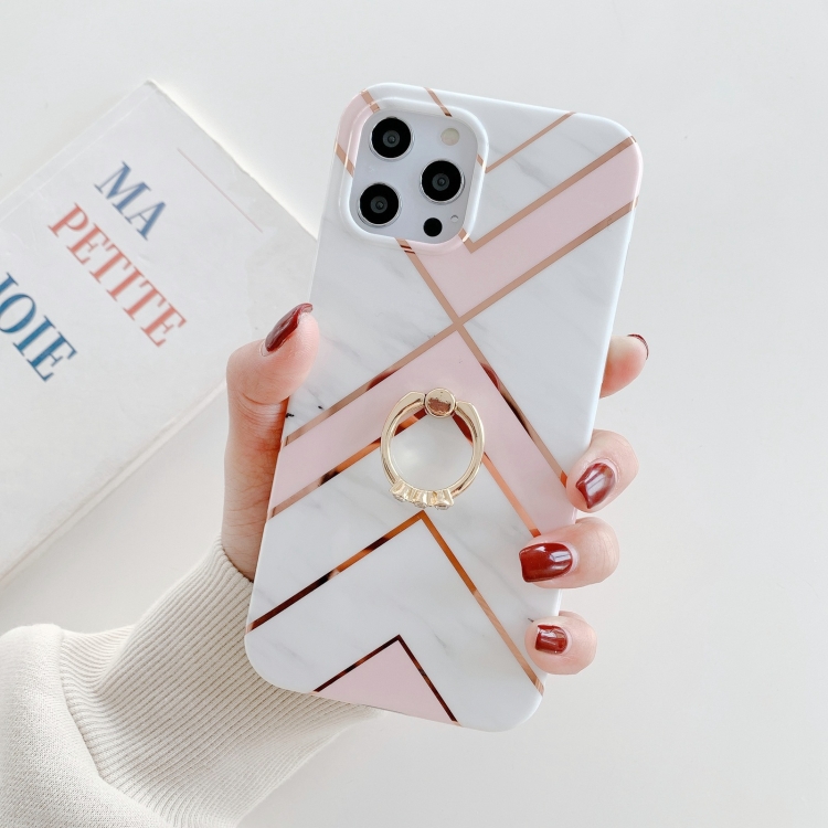 

Colorful Marble Pattern Protective Case with Ring Holder For iPhone 11(TM14)