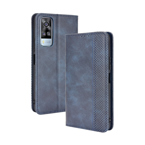 

For vivo Y51A ( 2021) / Y51 (2020) Overseas Version (India / Southeast Asia) Magnetic Buckle Retro Crazy Horse Texture Horizontal Flip Leather Case with Holder & Card Slots & Photo Frame(Blue)