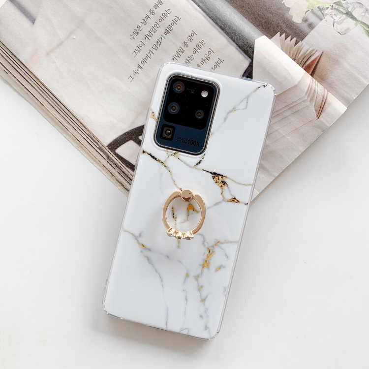 

For Samsung Galaxy S21+ 5G Marble Pattern Protective Case with Ring Holder(GM01)