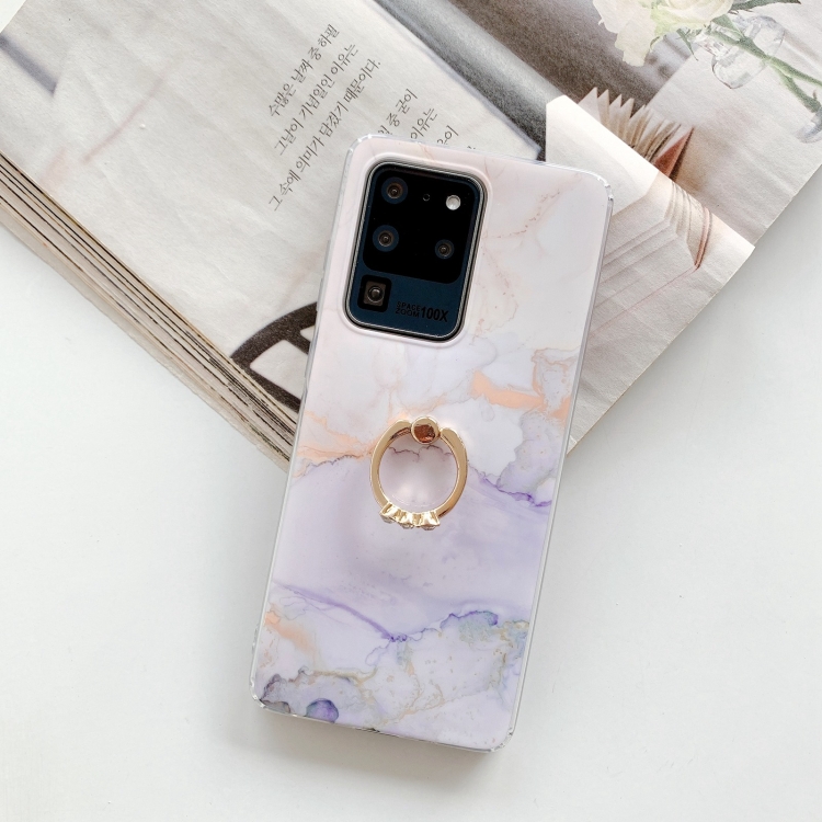 

For Samsung Galaxy A51 Marble Pattern Protective Case with Ring Holder(GM09)