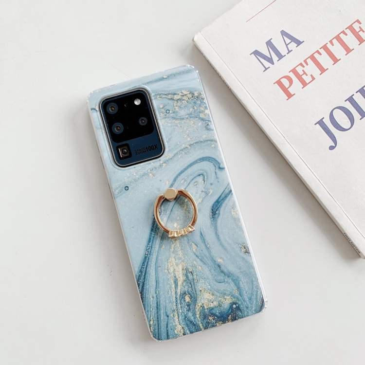 

For Samsung Galaxy S20 Ultra Marble Pattern Protective Case with Ring Holder(GM07)