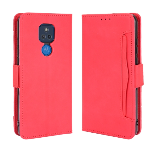 

For Motorola Moto G Play 2021 Wallet Style Skin Feel Calf Pattern Leather Case with Separate Card Slots(Red)
