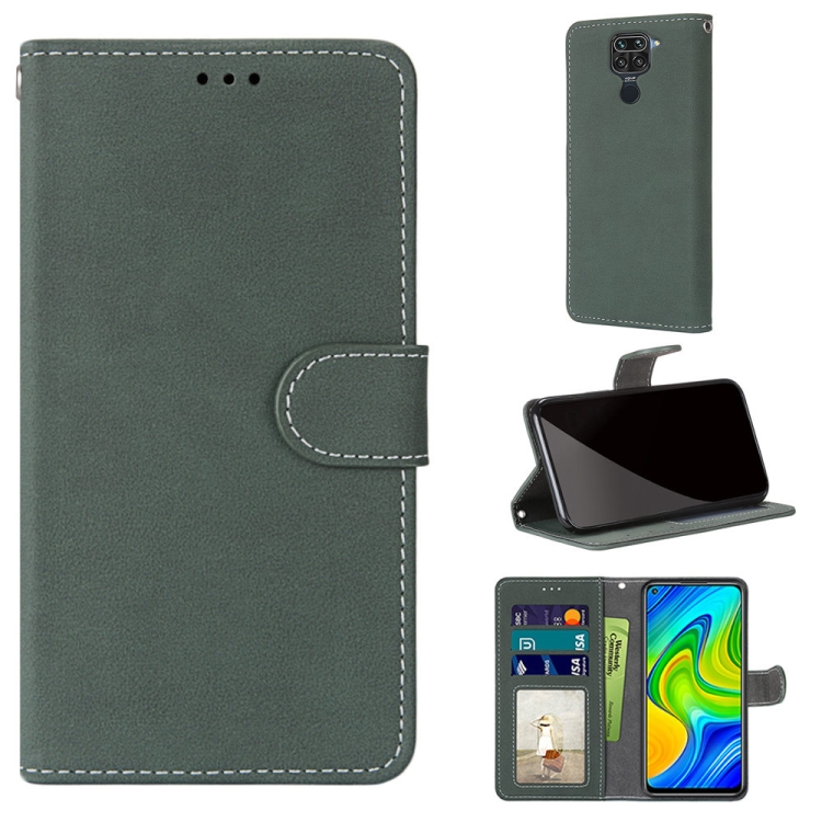 

For Xiaomi Redmi Note 9 / 10X 4G Retro Frosted Horizontal Flip PU Leather Case with Holder & Card Slots & Wallet & Photo Frame(Green)