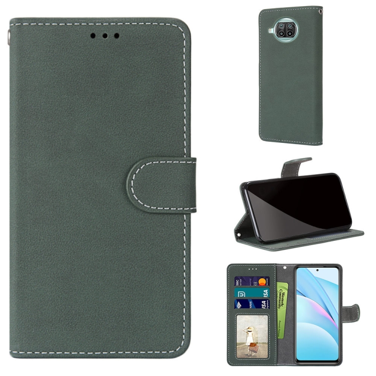 

For Xiaomi Mi 10T Lite Retro Frosted Horizontal Flip PU Leather Case with Holder & Card Slots & Wallet & Photo Frame(Green)