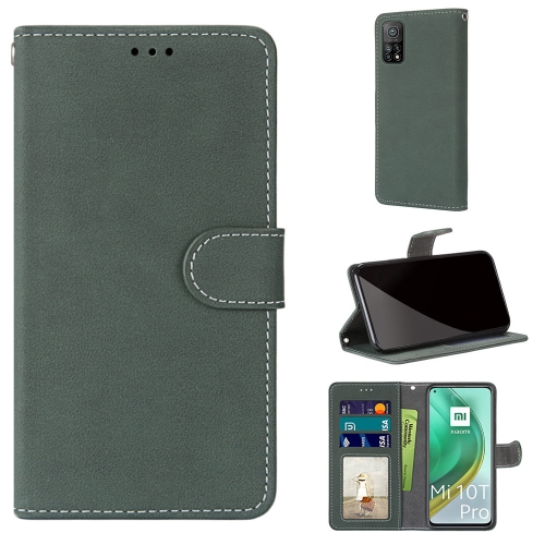 

For Xiaomi Mi 10T Pro / 10T / Redmi K30S Retro Frosted Horizontal Flip PU Leather Case with Holder & Card Slots & Wallet & Photo Frame(Green)