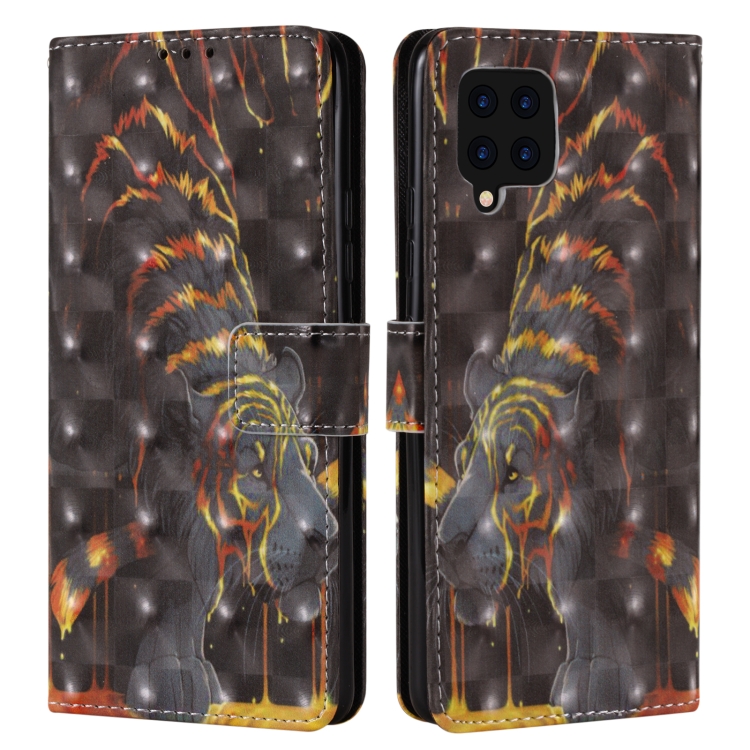 

For Samsung Galaxy A42 5G 3D Painted Pattern Horizontal Flip Leather Case with Holder & Card Slot & Wallet & Photo Frame & Lanyard(Gold Tiger)