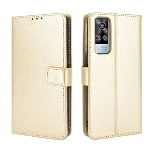 

For vivo Y51A 2021 / Y51 2020 (Indian) Retro Crazy Horse Texture Horizontal Flip Leather Case with Holder & Card Slots & Lanyard(Gold)