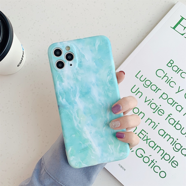 

Marble Pattern TPU Fine Hole Protective Case For iPhone 11 Pro(Grass Green)