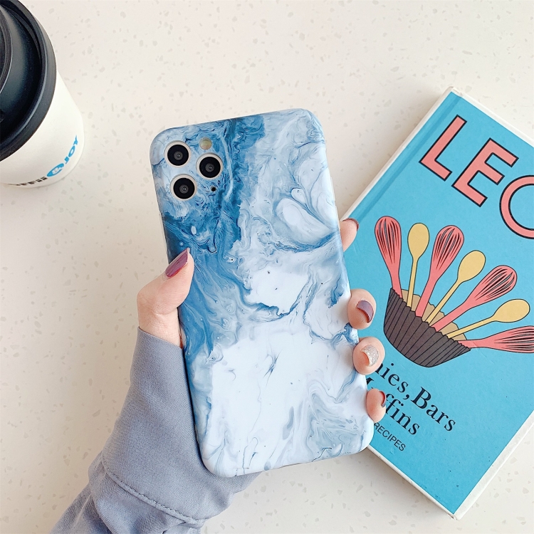 

Marble Pattern TPU Fine Hole Protective Case For iPhone 11 Pro(Blue White)