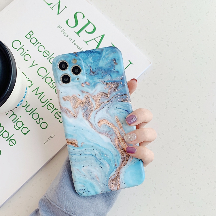

Marble Pattern TPU Fine Hole Protective Case For iPhone 12(Gilt Blue)