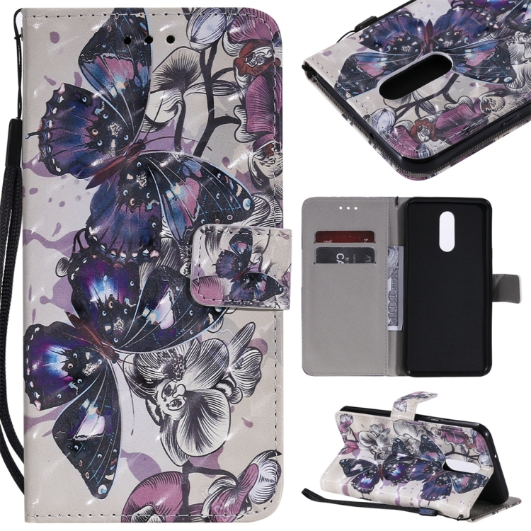 

For LG Stylo 5 3D Painted Pattern Horizontal Flip Leather Case, with Wallet & Holder & Card Slots & Lanyard(Black Butterfly)