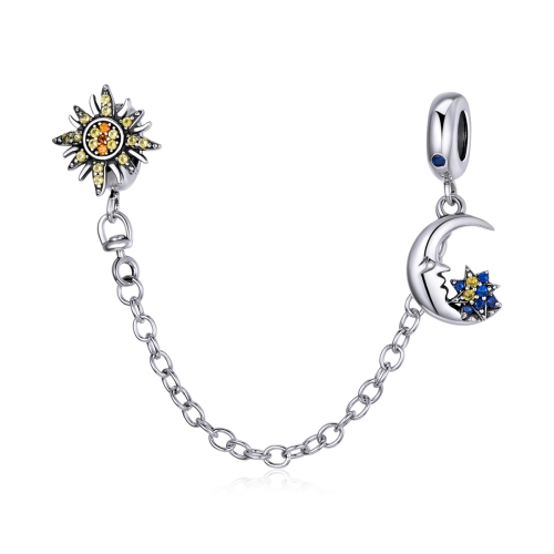 

S925 Sterling Silver Sun Moon Star Safety Chain DIY Bracelet Necklace Accessories