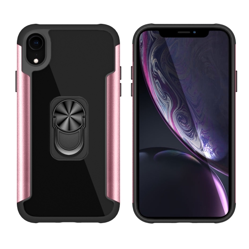 

PC +TPU + Metal Shockproof Protective Case with Ring Holder For iPhone XR(Rose Gold)