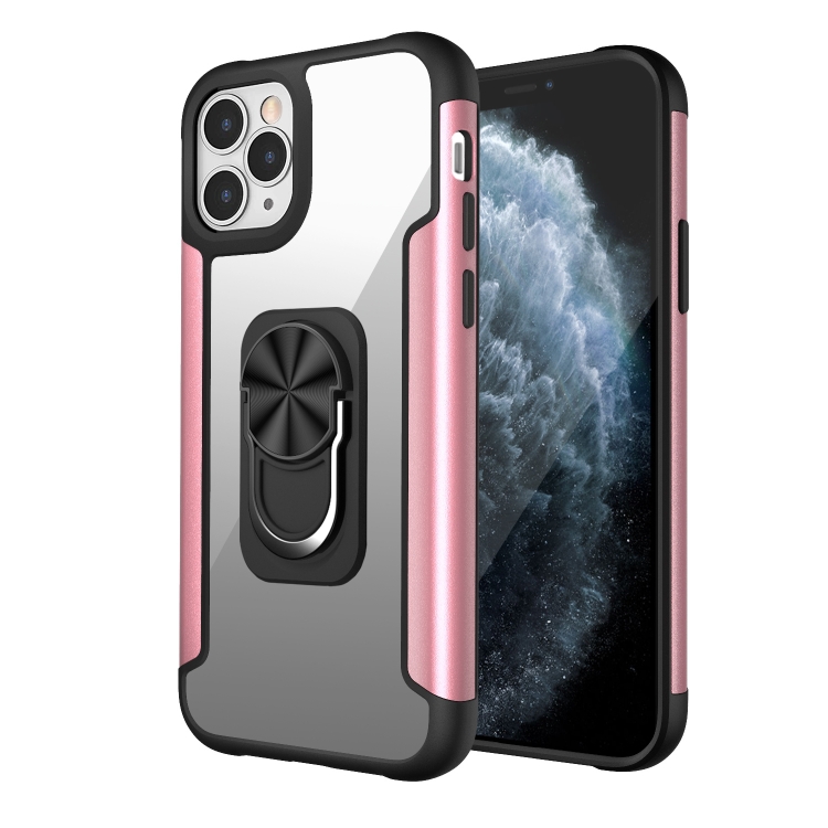 

PC +TPU + Metal Shockproof Protective Case with Ring Holder For iPhone 11 Pro(Rose Gold)