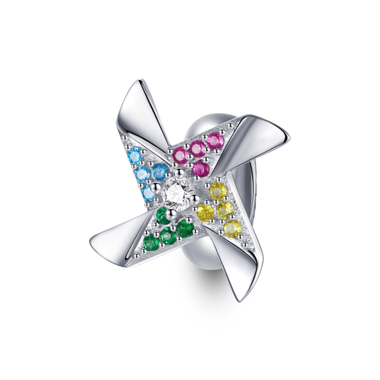

S925 Sterling Silver Colorful Little Windmill Beads DIY Bracelet Necklace Accessories