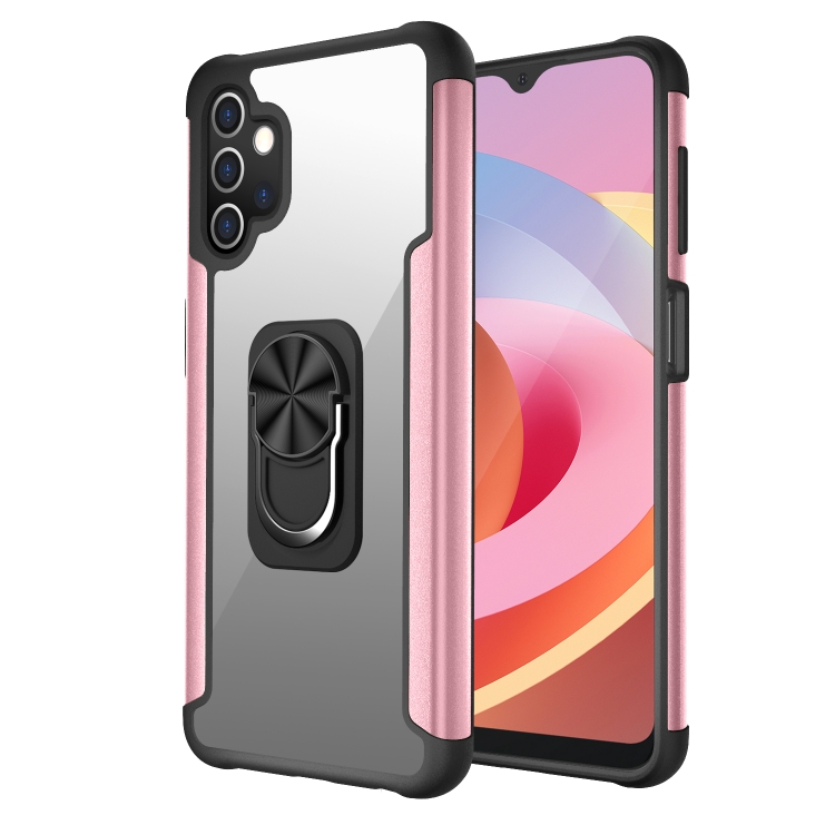 

For Samsung Galaxy A32 5G PC +TPU + Metal Shockproof Protective Case with Ring Holder(Rose Gold)